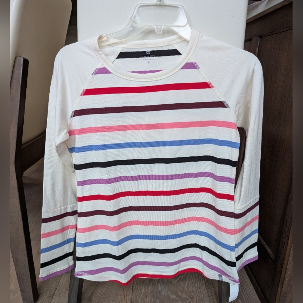 Talbots Striped Jersey Fabric Top Sz P